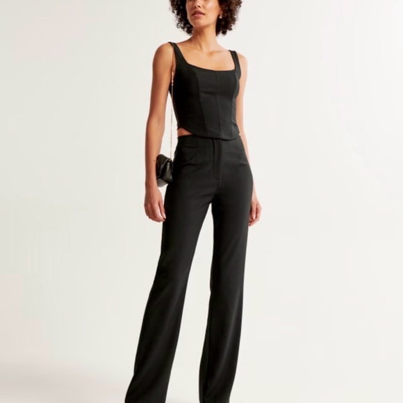 NWT Abercrombie & Fitch Black High Waisted Slim Boot Trousers - Picture 2 of 4